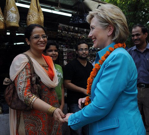 Secretary Clinton at Dilli Haat, New Delhi. (State Dept. Photo)